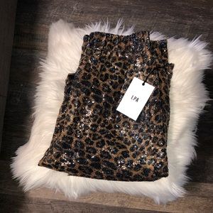 high rise leopard sequin pants
